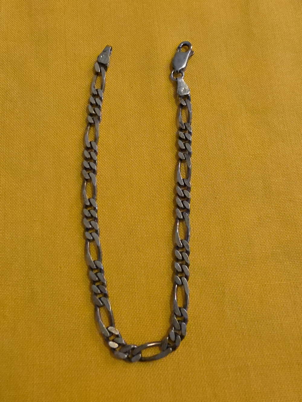 Vintage ▪︎ 925 Italy Silver ▪︎ Figaro Chain Bracelet ▪︎ AS: 7.5 Inches